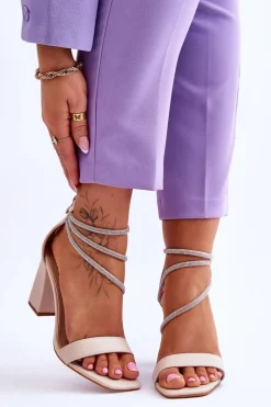 Modne Sandały Z Cyrkoniami Beżowe Carma