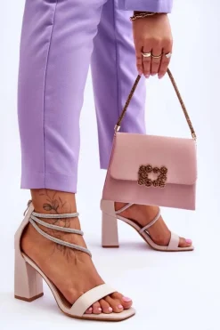 Modne Sandały Z Cyrkoniami Beżowe Carma