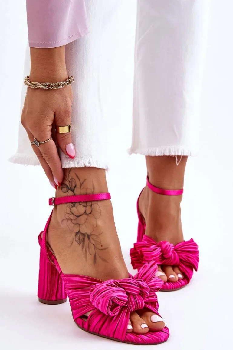 Modne Sandały Z Kokardą Na Obcasie Fuksja Callum