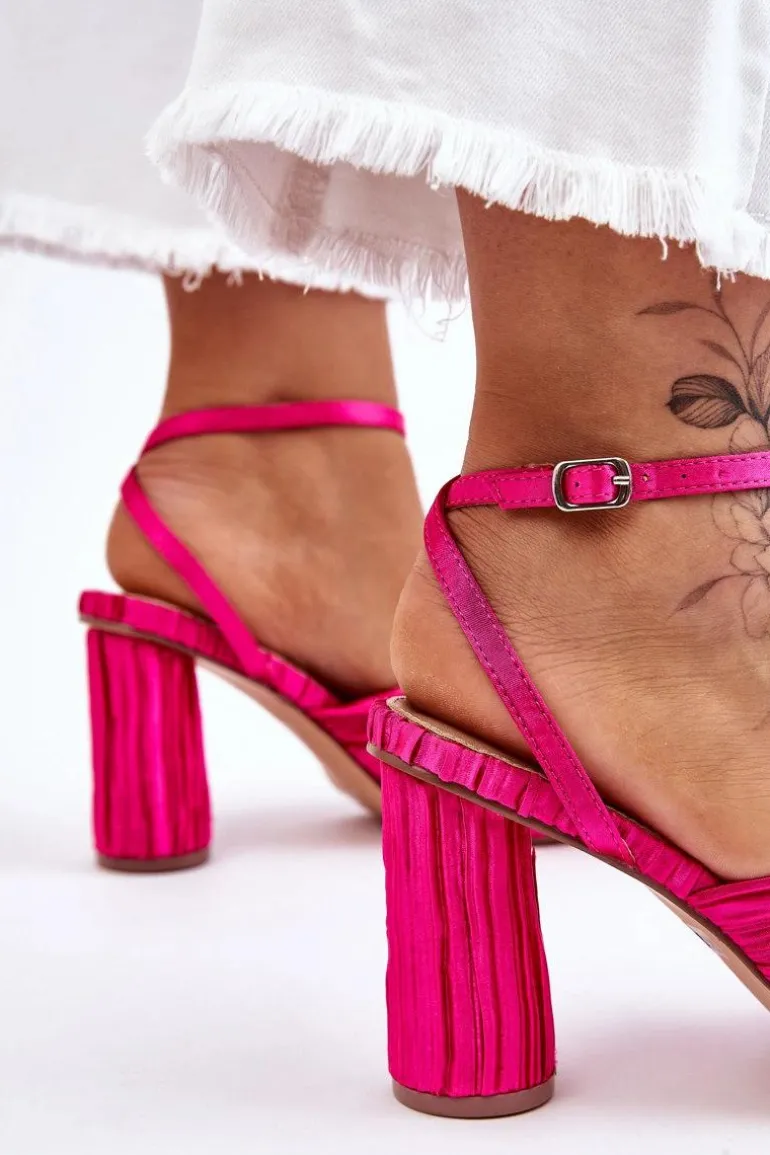 Modne Sandały Z Kokardą Na Obcasie Fuksja Callum