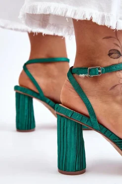 Modne Sandały Z Kokardą Na Obcasie Zielone Callum