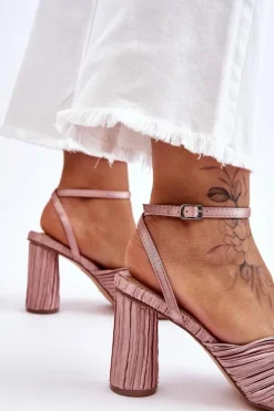 Modne Sandały Z Kokardą Na Obcasie Beżowe Callum