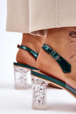 Modne Sandały Z Koralikami Zielone Terrance