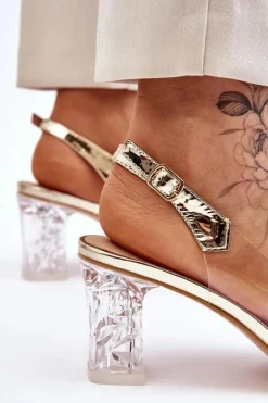 Modne Sandały Z Koralikami Złote Terrance