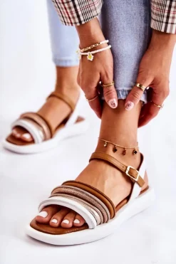 Modne Skórzane Sandały Damskie Maciejka 05561-11 Białe