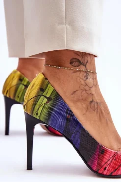 Modne Skórzane Szpilki Lewski Shoes 2659 Multikolor