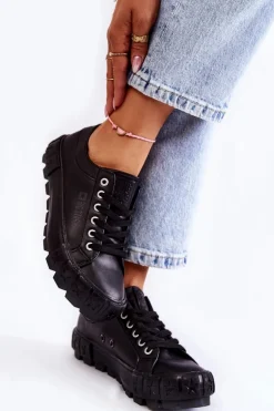 Modne Skórzane Trampki Big Star KK274143 Czarne