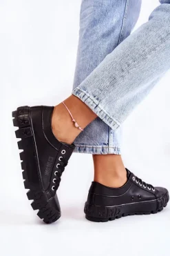 Modne Skórzane Trampki Big Star KK274143 Czarne