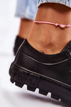 Modne Skórzane Trampki Big Star KK274143 Czarne