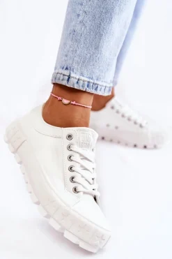 Modne Skórzane Trampki Big Star KK274142 Białe