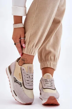 Modne Sneakersy Memory Foam System Big Star LL274364 Beżowe