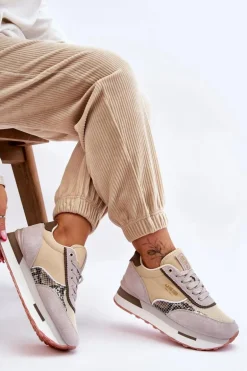 Modne Sneakersy Memory Foam System Big Star LL274364 Beżowe