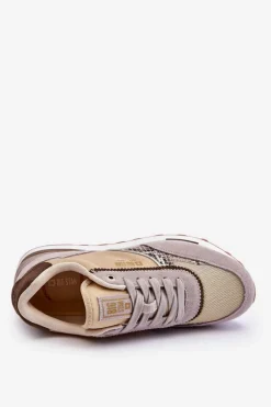 Modne Sneakersy Memory Foam System Big Star LL274364 Beżowe