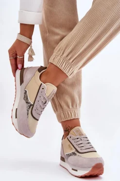 Modne Sneakersy Memory Foam System Big Star LL274364 Beżowe