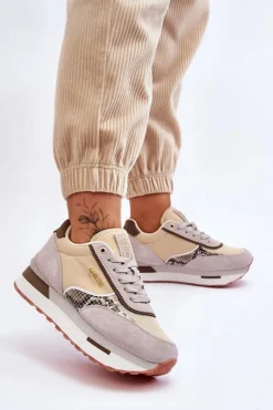 Modne Sneakersy Memory Foam System Big Star LL274364 Beżowe