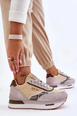 Modne Sneakersy Memory Foam System Big Star LL274364 Beżowe