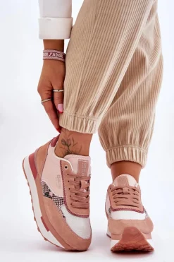 Modne Sneakersy Memory Foam System Big Star LL274366 Różowe