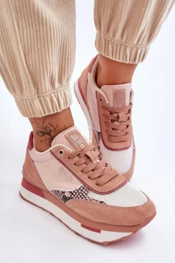 Modne Sneakersy Memory Foam System Big Star LL274366 Różowe