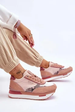 Modne Sneakersy Memory Foam System Big Star LL274366 Różowe