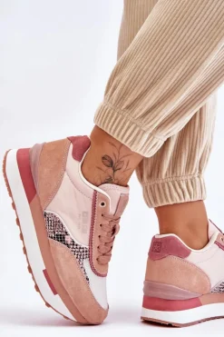 Modne Sneakersy Memory Foam System Big Star LL274366 Różowe