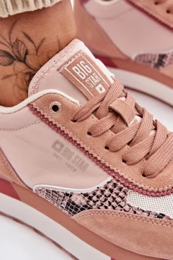 Modne Sneakersy Memory Foam System Big Star LL274366 Różowe