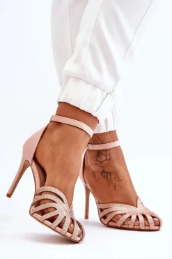 Modne Szpilki Z Dżetami Jasnobeżowe Jaylen