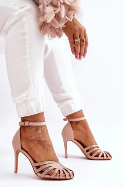 Modne Szpilki Z Dżetami Jasnobeżowe Jaylen