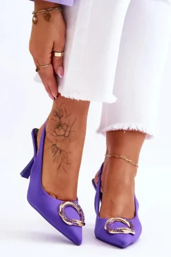 Modne Szpilki Z Ozdobą I Cyrkoniami Fioletowe Alexia