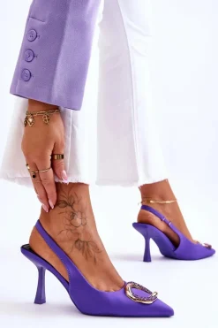 Modne Szpilki Z Ozdobą I Cyrkoniami Fioletowe Alexia