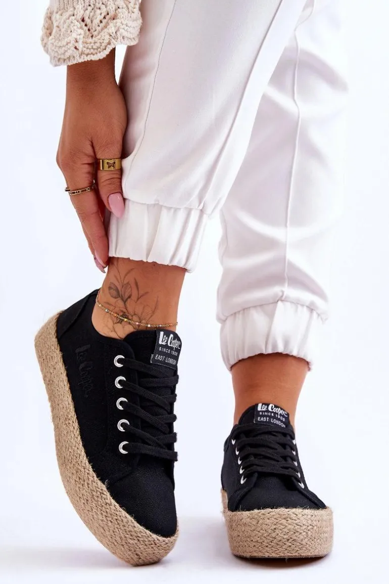Modne Trampki Z Plecionką Lee Cooper LCW-23-31-1797L Czarne