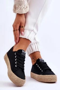 Modne Trampki Z Plecionką Lee Cooper LCW-23-31-1797L Czarne