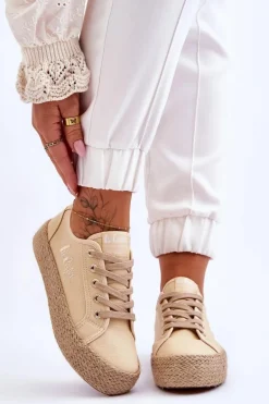 Modne Trampki Z Plecionką Lee Cooper LCW-23-31-1795L Beżowe