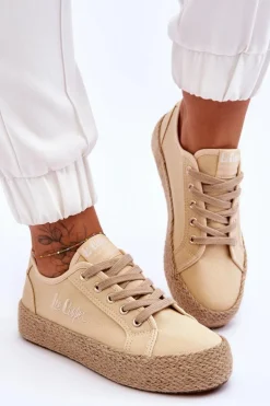 Modne Trampki Z Plecionką Lee Cooper LCW-23-31-1795L Beżowe