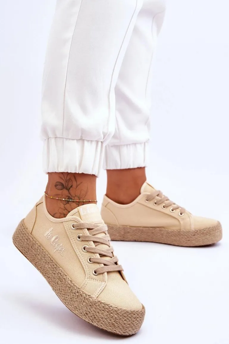 Modne Trampki Z Plecionką Lee Cooper LCW-23-31-1795L Beżowe