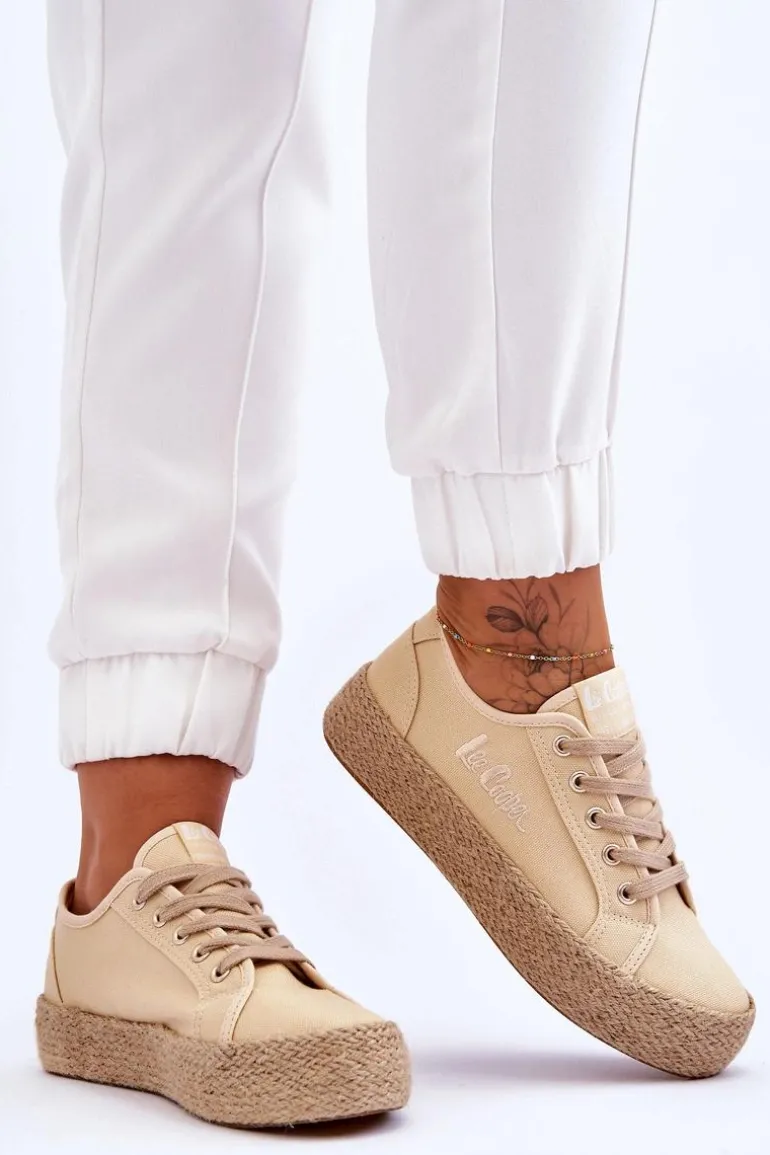 Modne Trampki Z Plecionką Lee Cooper LCW-23-31-1795L Beżowe