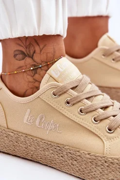 Modne Trampki Z Plecionką Lee Cooper LCW-23-31-1795L Beżowe