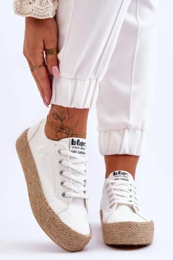Modne Trampki Z Plecionką Lee Cooper LCW-23-31-1796L Białe