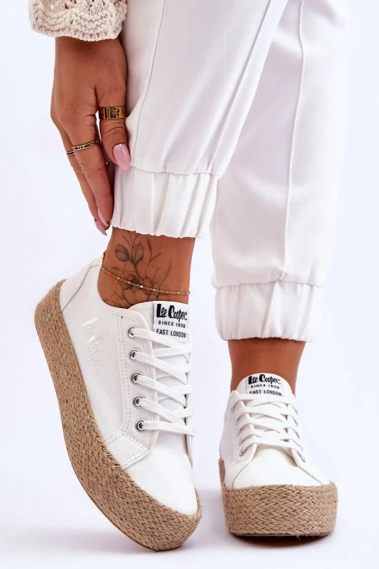 Modne Trampki Z Plecionką Lee Cooper LCW-23-31-1796L Białe
