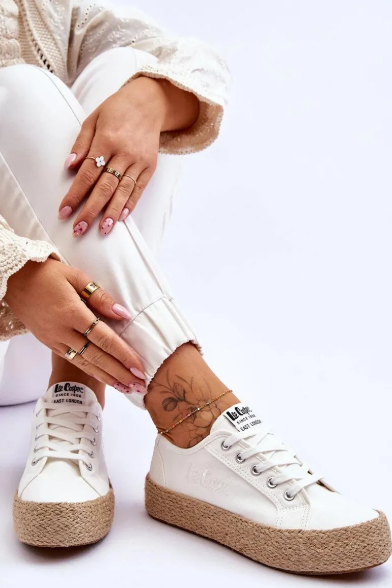 Modne Trampki Z Plecionką Lee Cooper LCW-23-31-1796L Białe