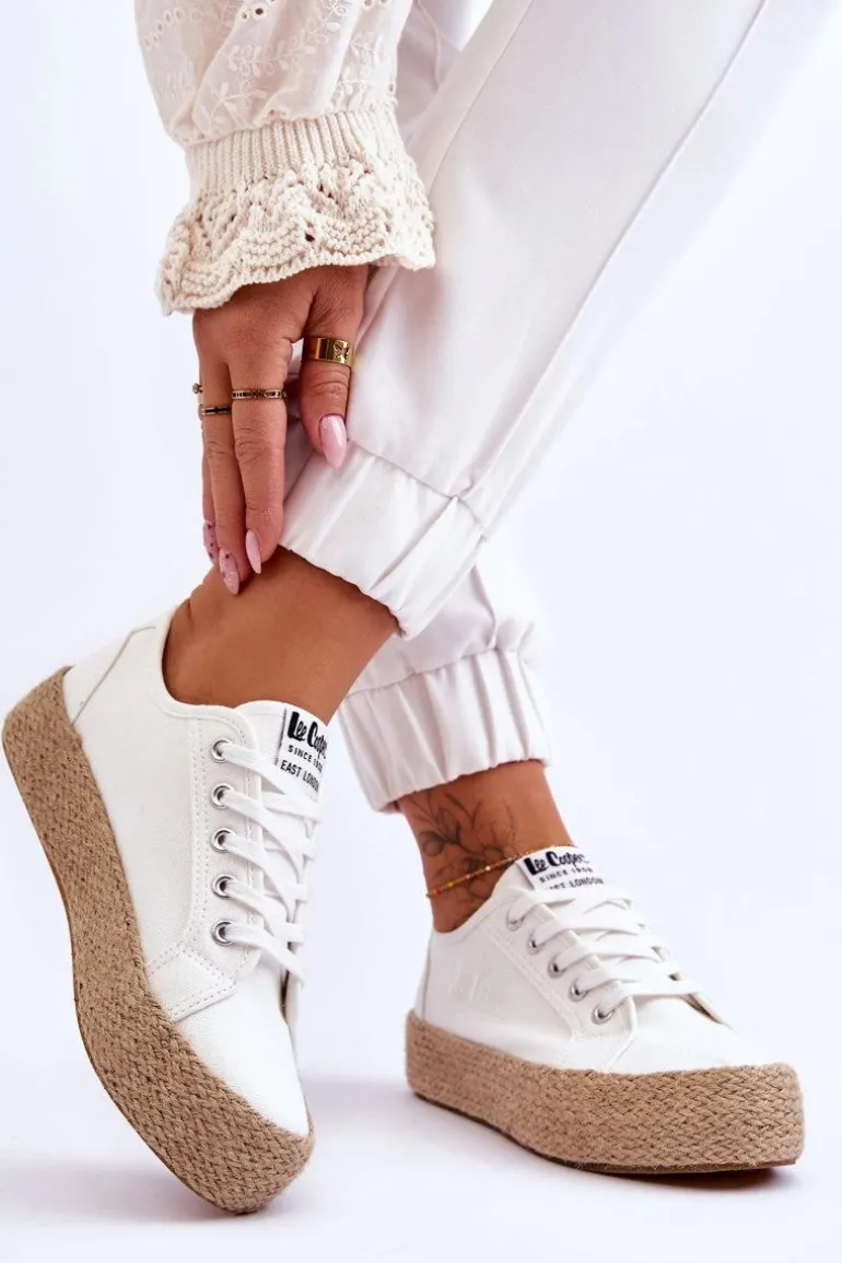 Modne Trampki Z Plecionką Lee Cooper LCW-23-31-1796L Białe