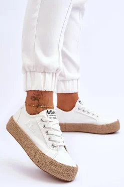 Modne Trampki Z Plecionką Lee Cooper LCW-23-31-1796L Białe