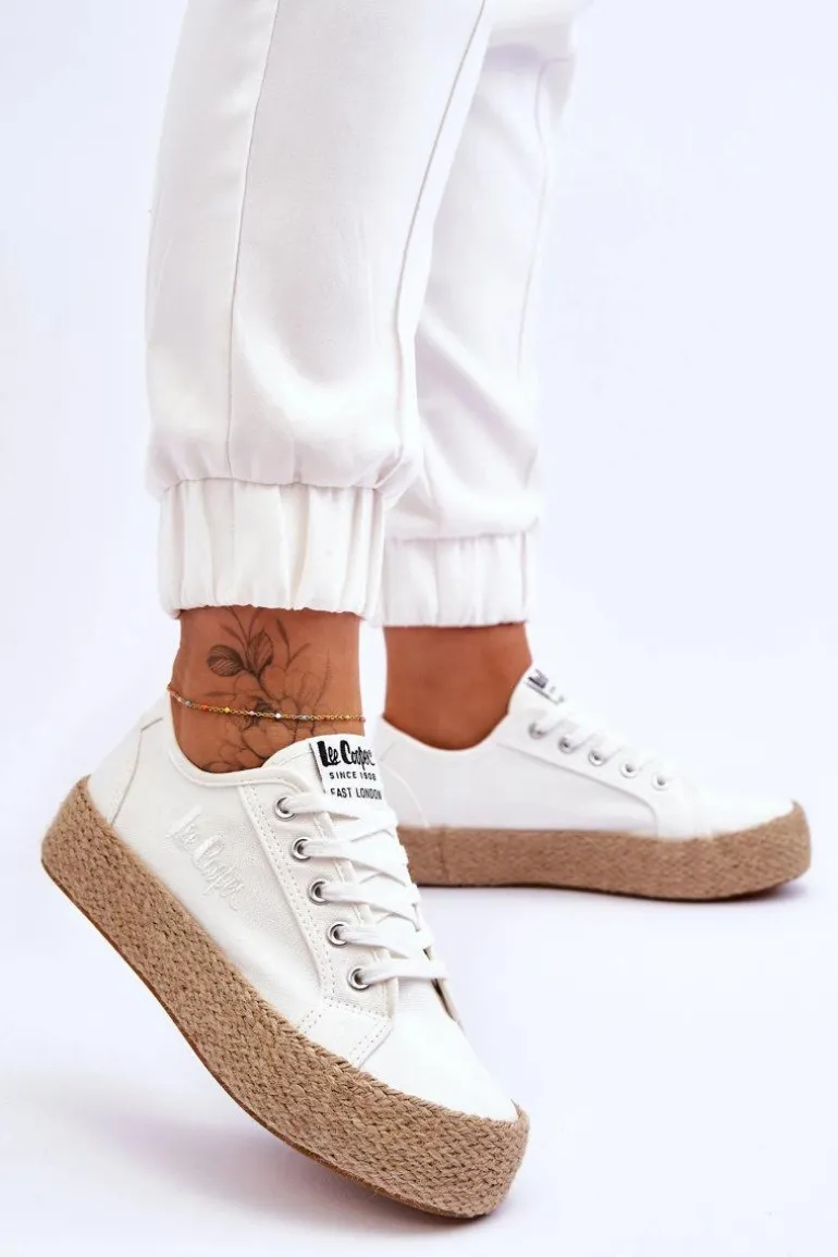 Modne Trampki Z Plecionką Lee Cooper LCW-23-31-1796L Białe