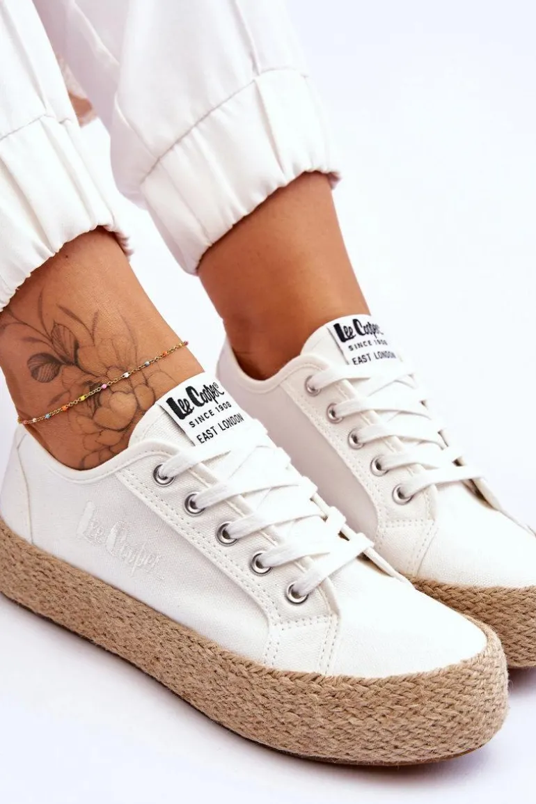 Modne Trampki Z Plecionką Lee Cooper LCW-23-31-1796L Białe