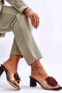 Modne Transparentne Klapki Na Obcasie S.Barski KV-AP658-1 Czarne