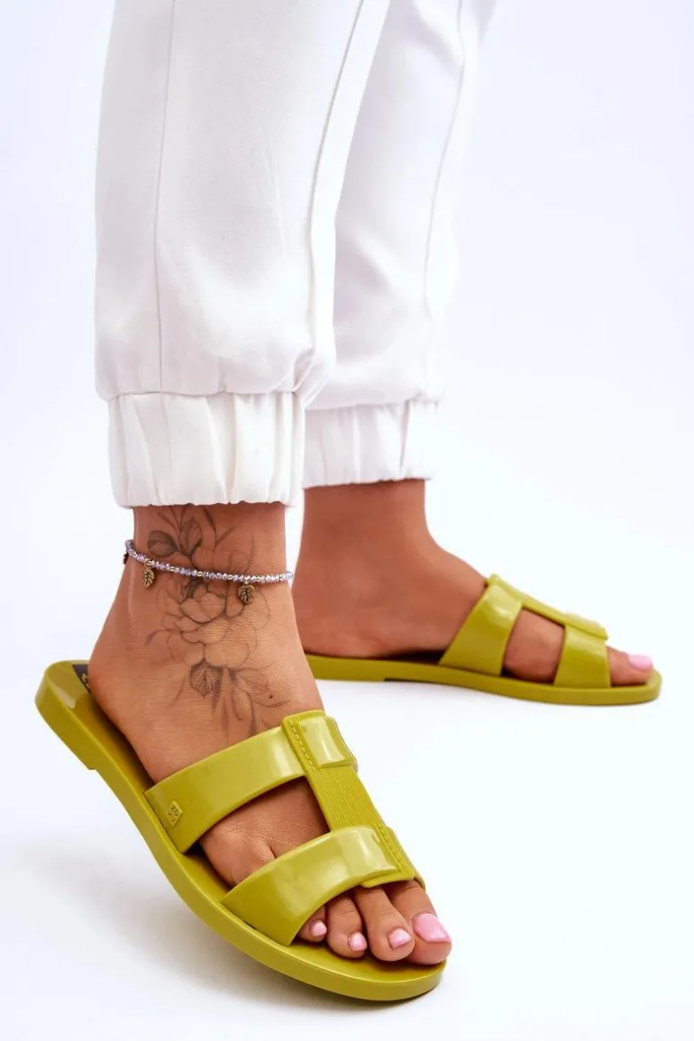 Modne Wegańskie Klapki ZAXY JJ285261 Zielone