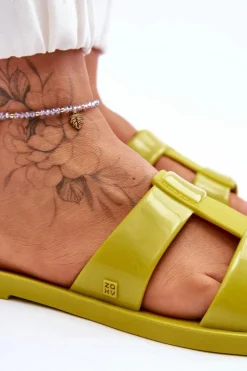 Modne Wegańskie Klapki ZAXY JJ285261 Zielone