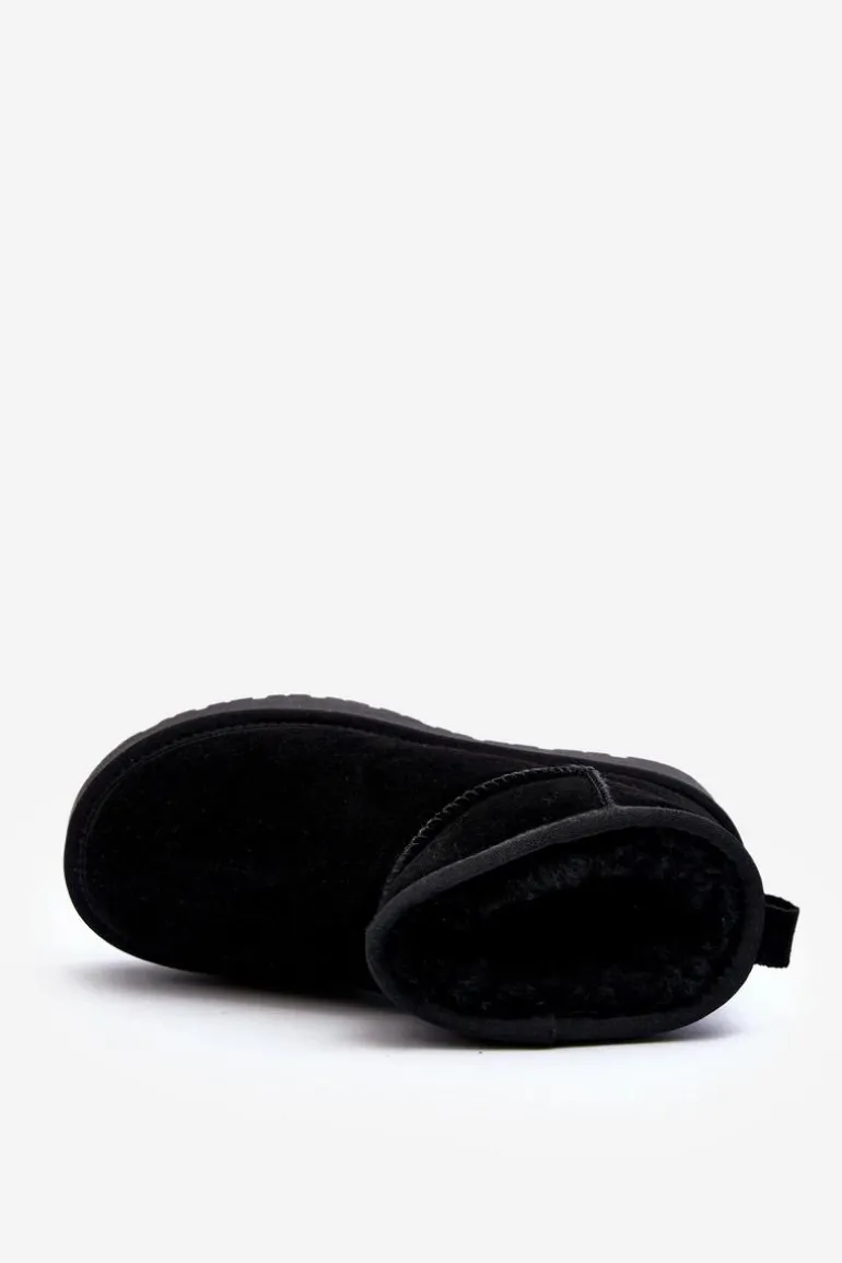 Modne Zamszowe Niskie Śniegowce Czarne Nucca