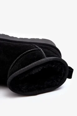 Modne Zamszowe Niskie Śniegowce Czarne Nucca