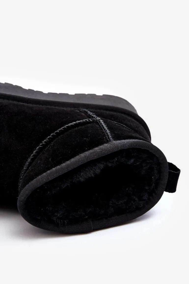 Modne Zamszowe Niskie Śniegowce Czarne Nucca