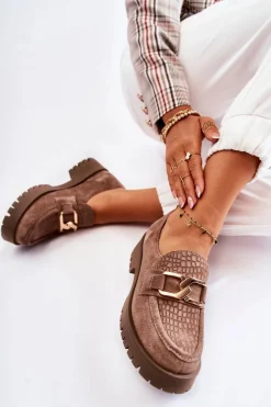 Modne Zamszowe Półbuty Loafery Jasnobrązowy Lemar Rayhan